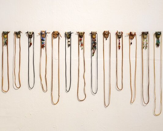 Sonya Kelliher-Combs Workshop, Donkey Mill Art Center, salmon skin pouches